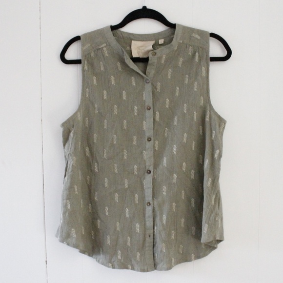 Anthropologie Chevron Cotton Blouse - Picture 2 of 7